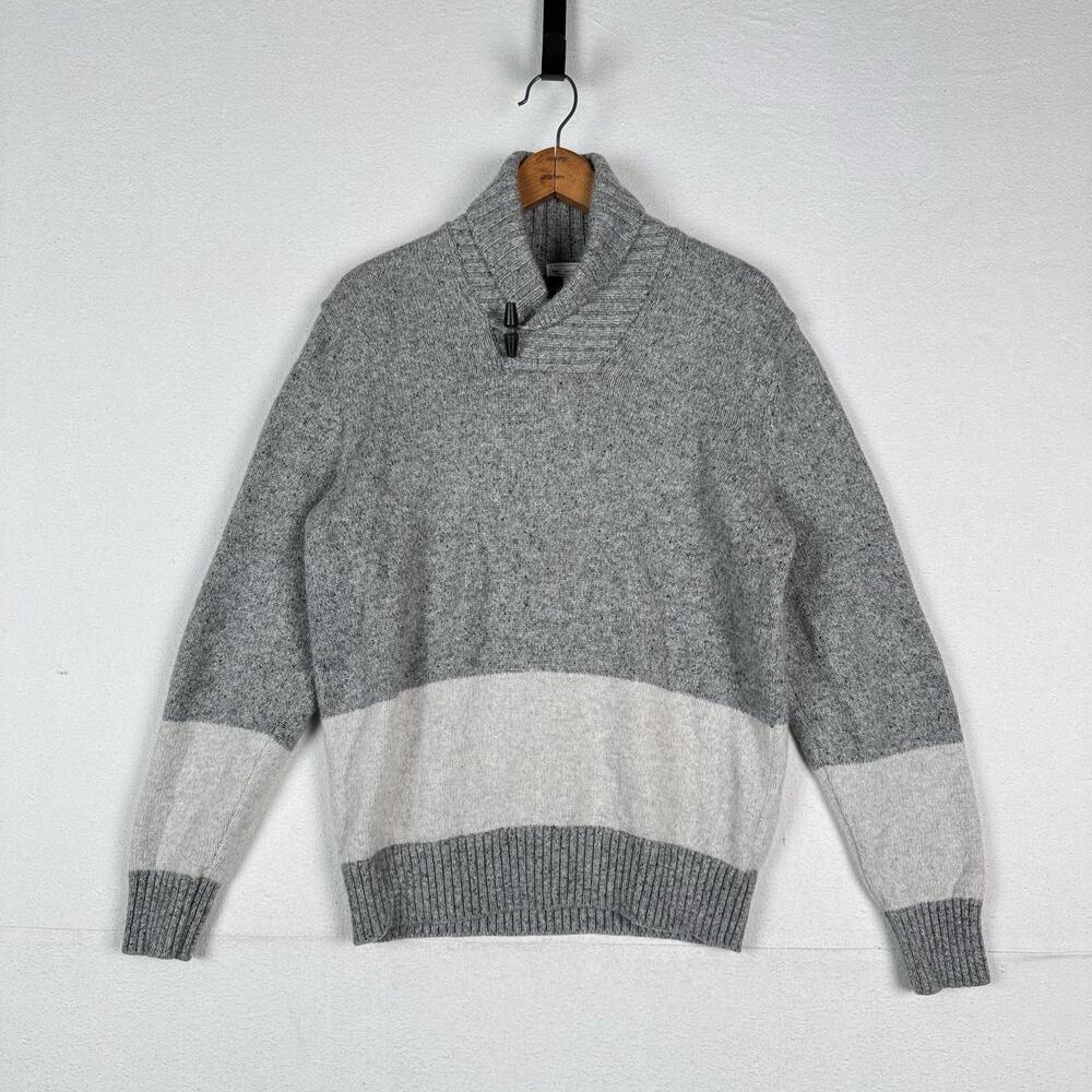 Gap Lambswool Sweater Men's Donegal Eng Stripe‎ Gray Off-white Medium